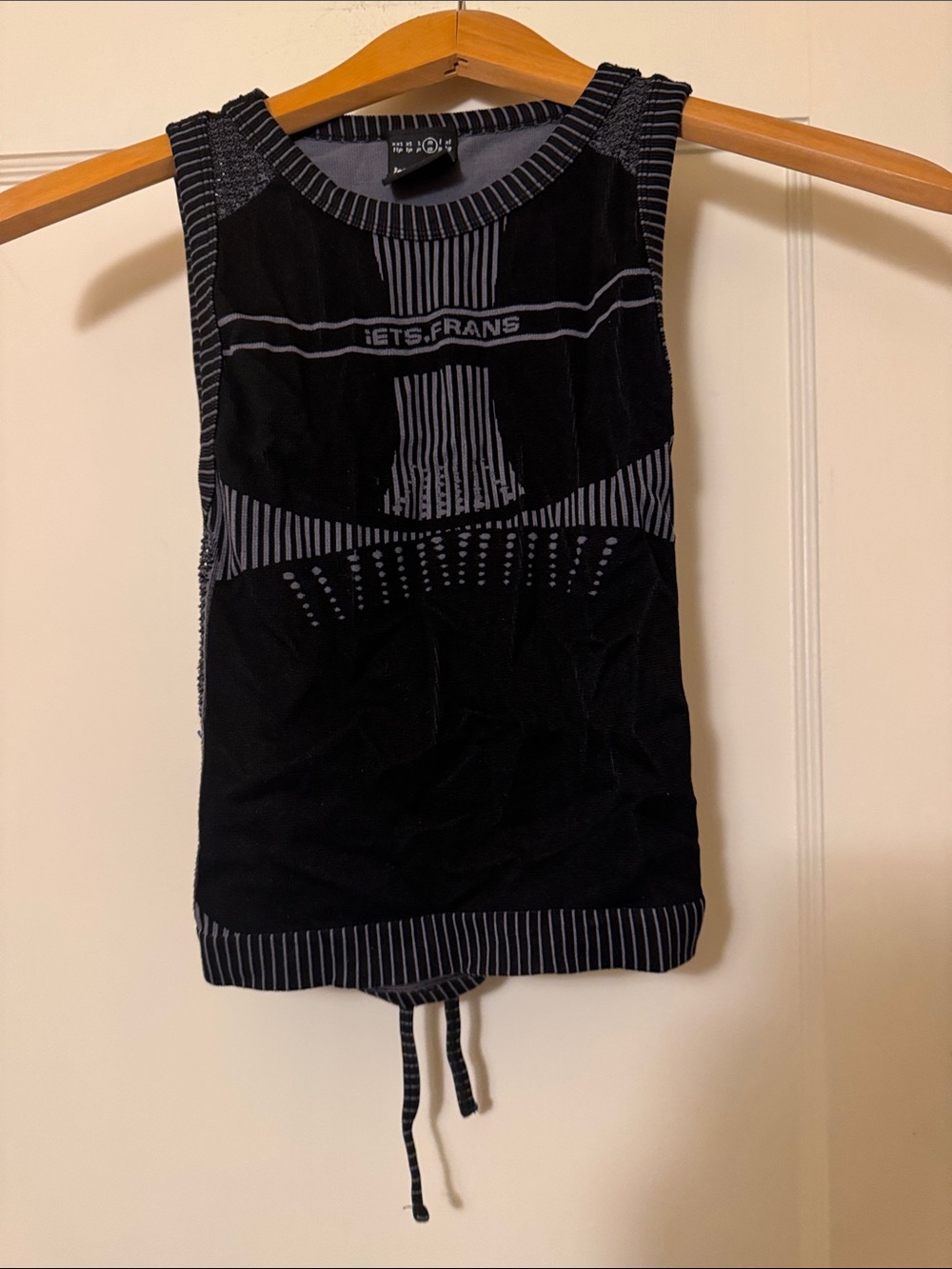 Urban Outfitters Black Patterned Crop Tank